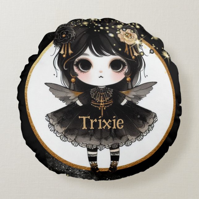 Anime Girls Goth Cute Custom Decor Gift Kawaii Round Pillow (Front)