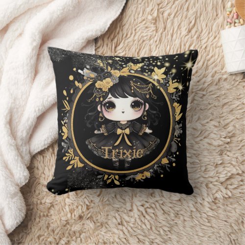 Anime Girls Goth Cute Custom Decor Gift Kawaii Throw Pillow