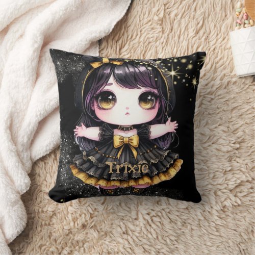 Anime Girls Goth Cute Custom Decor Gift Kawaii Throw Pillow