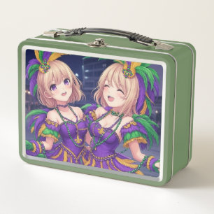 Anime Girls Mardi Gras Metal Lunch Box