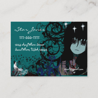 Anime Girls Moon Cloud Stars Business Card