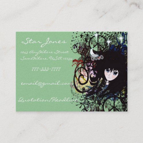 Anime Girls Swirls and Peace Business Cards