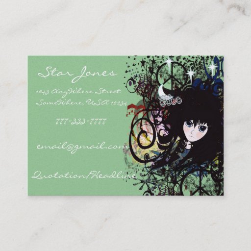 Customizable Anime Girls Swirls and Peace Business Cards