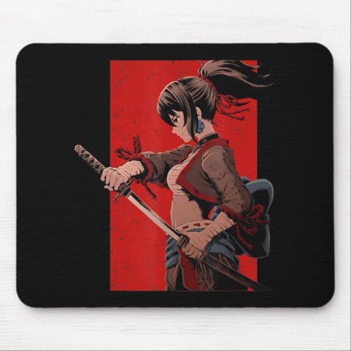 Anime Girls Teens Samurai Waifu Japanese Otaku Kaw Mouse Pad