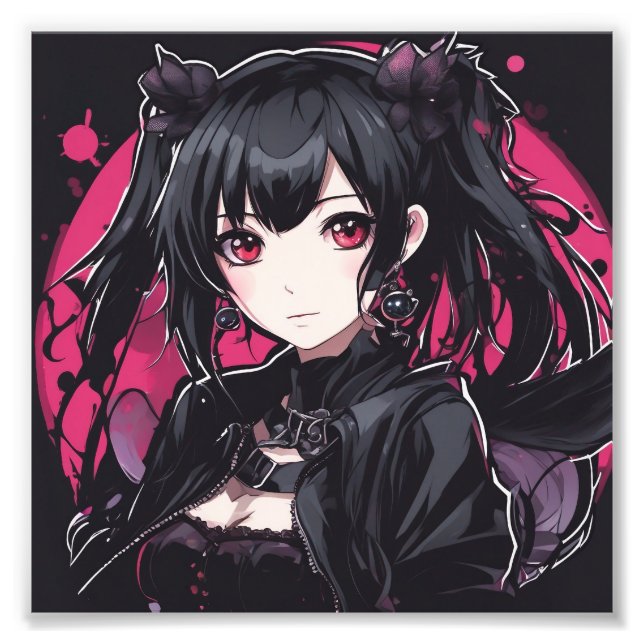 Anime Goth Girl Fantasy Art Photo Print (Front)