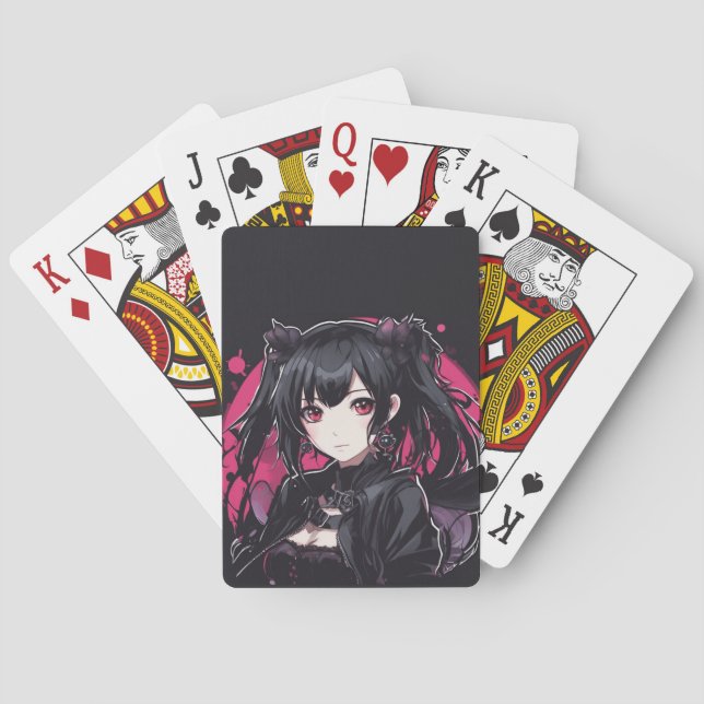 Anime Goth Girl Fantasy Art Poker Cards (Back)