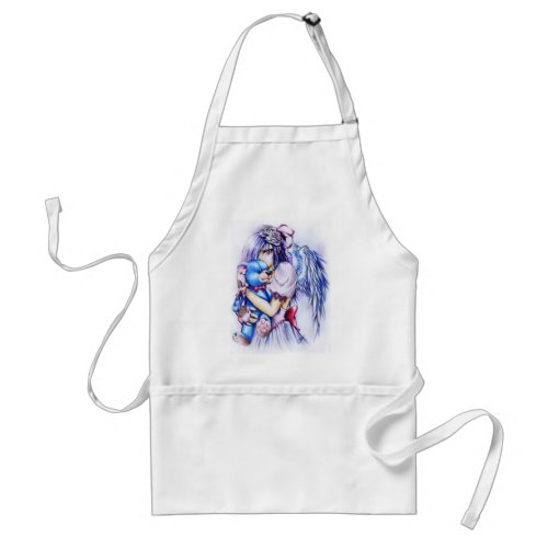 Anime Gothic Pink Angel Girl With Teddy Adult Apron
