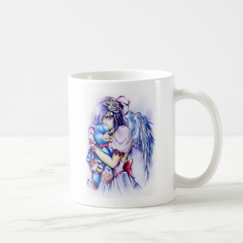 Anime Gothic Pink Angel Girl With Teddy Coffee Mug