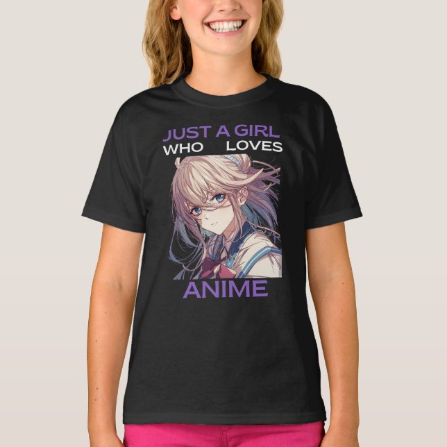Anime Graphic Kids Cute Girl Design T-Shirt (Front)