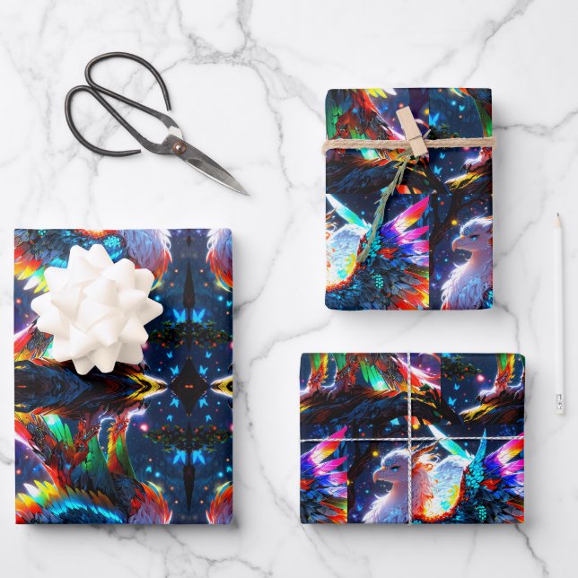 Anime Griffin Rōnin design  Wrapping Paper Sheets (Front)
