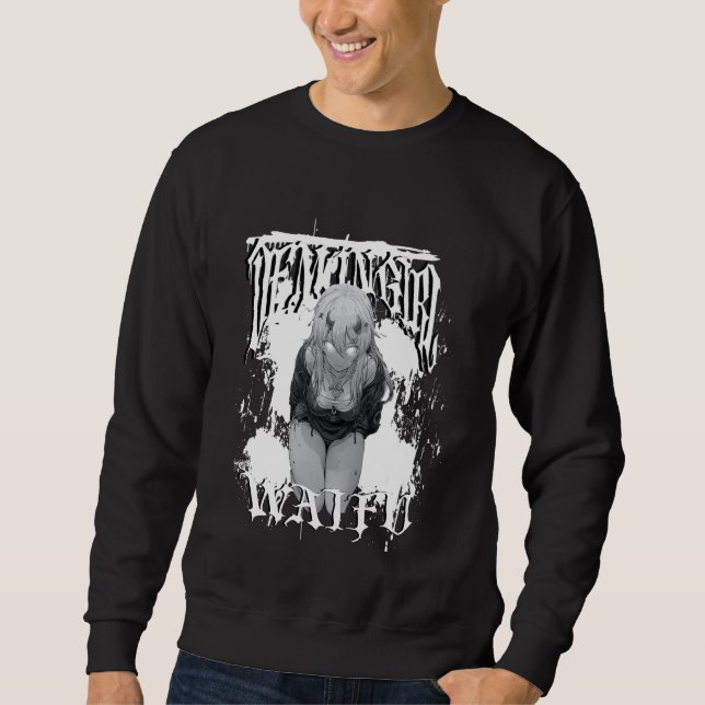 Anime Grunge Demon Girl Waifu Rock Style Japanese  Sweatshirt (Front)