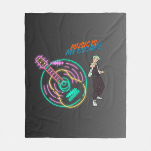 Anime Guitar Vibes Blanket – Music Lover Cozy Art 