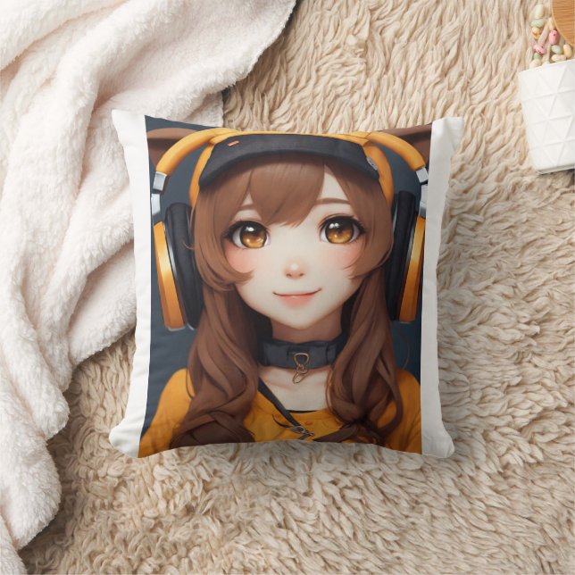 "Anime Harmony Boutique" Throw Pillow (Blanket)