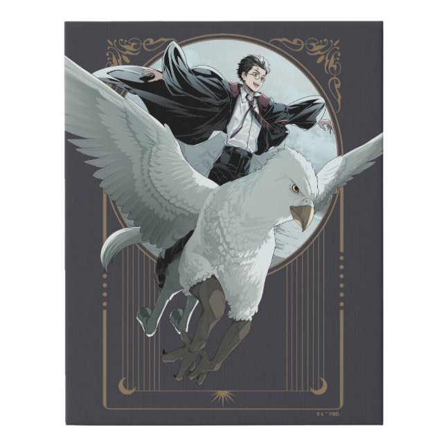 Anime HARRY POTTER™ Flight with Buckbeak Faux Canvas Print (Front)