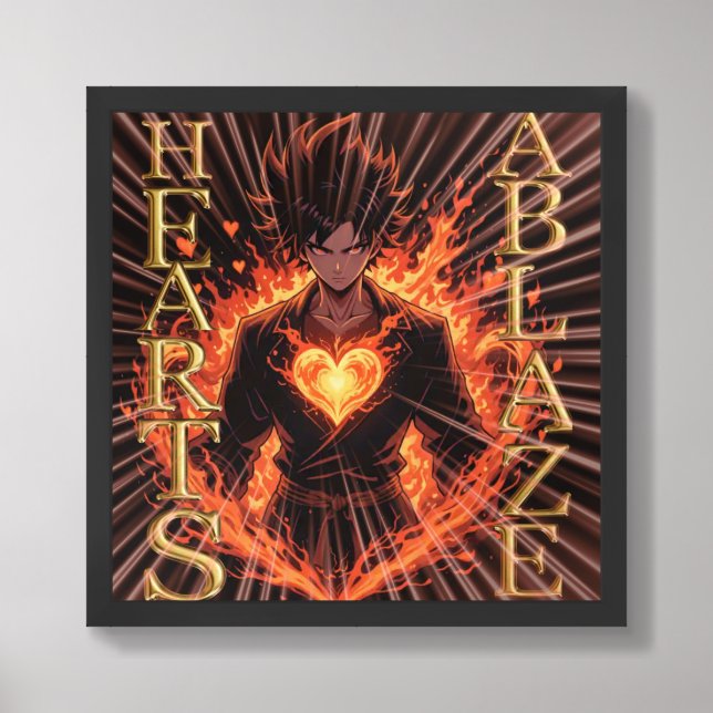 Anime Hearts on Fire Framed Art (Framed Front)