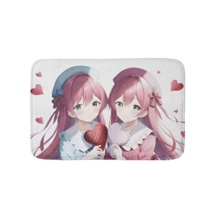 Anime hearts Valentine's Day Bath Mat