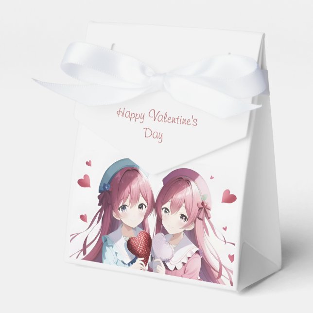 Anime hearts Valentine's Day  Favor Boxes (Front Side)
