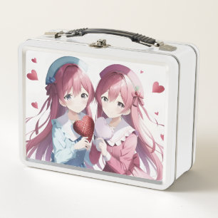 Anime hearts Valentine's Day  Metal Lunch Box