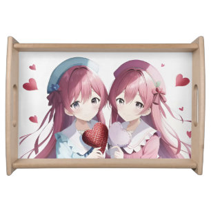 Anime hearts Valentine's Day Serving Tray