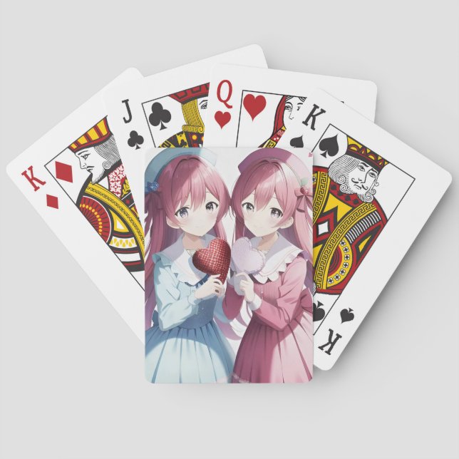 Anime hearts Valentine's  Poker Cards (Back)