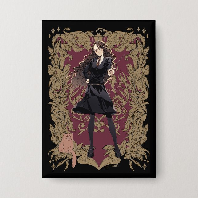 Anime Hermione Granger Ornate Frame Button (Front)