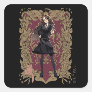 Anime Hermione Granger Ornate Frame Square Sticker