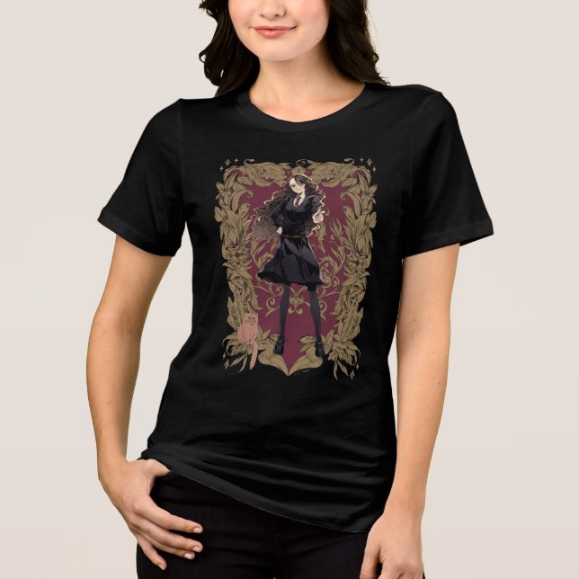 Anime Hermione Granger Ornate Frame Tri-Blend Shirt (Front)