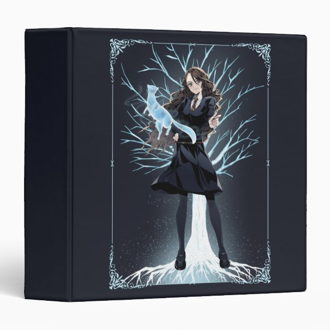 Anime Hermione Granger's Otter Patronus 3 Ring Binder (Front/Spine)