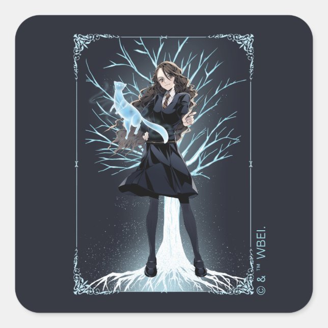 Anime Hermione Granger's Otter Patronus Square Sticker (Front)