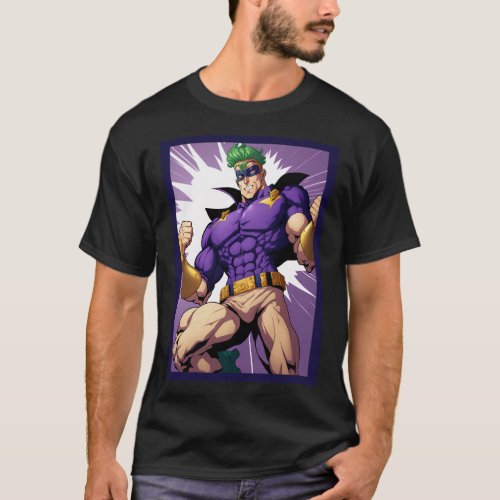 Anime Hero Purple Suit Green Hair T_Shirt