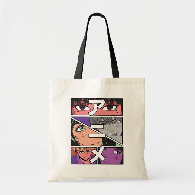 Anime Heroes & Japanese Kanji for Anime Tote Bag (Front)