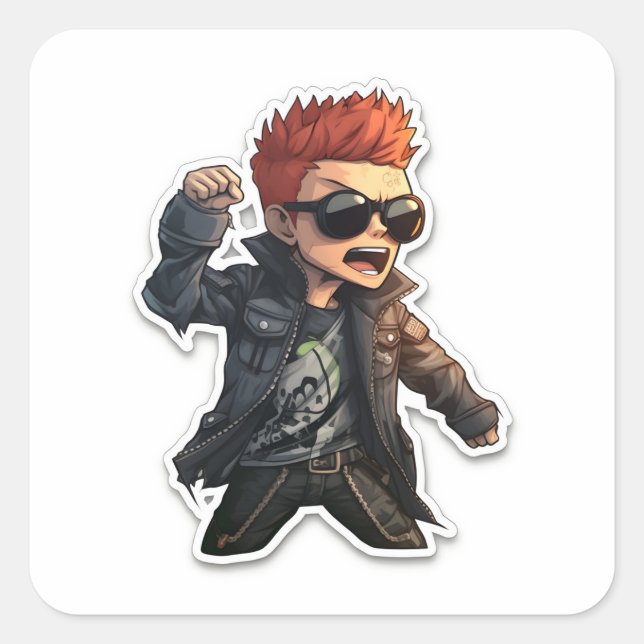 Anime heroes square sticker (Front)