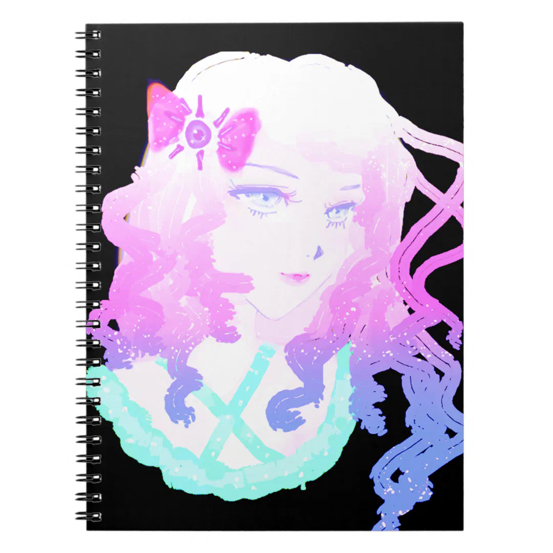 Anime  Hipster Kawaii Pastel Creepy Cute Girl Notebook (Front)