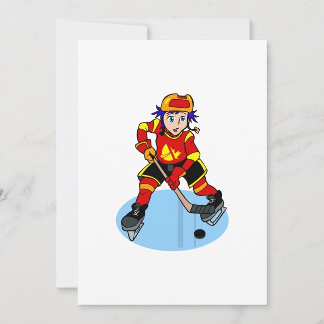 Anime hockey player boy invitation (Front)