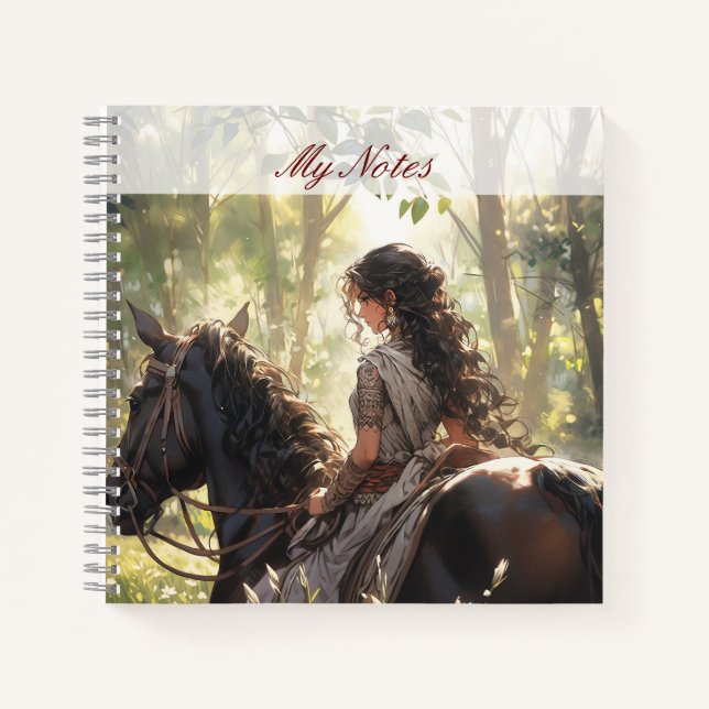 Anime horseback ride in the woods notebook (Front)