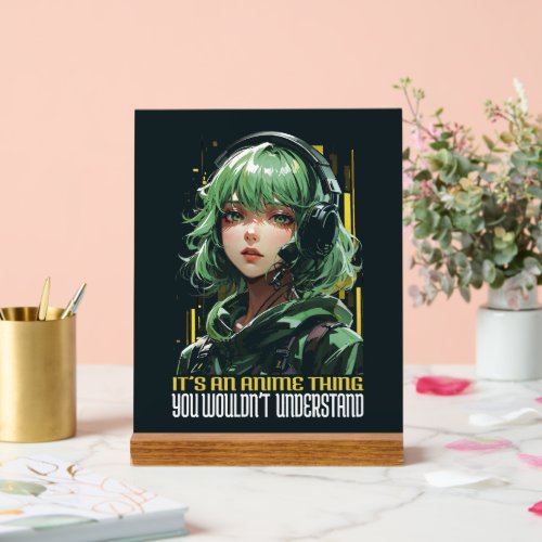 Anime inspired girl design acrylic sign