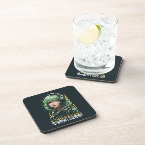 Anime inspired girl design beverage coaster