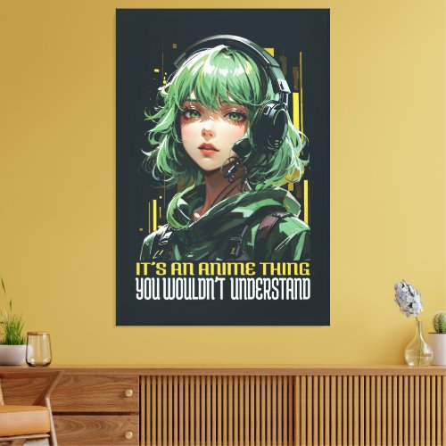 Anime inspired girl design canvas print