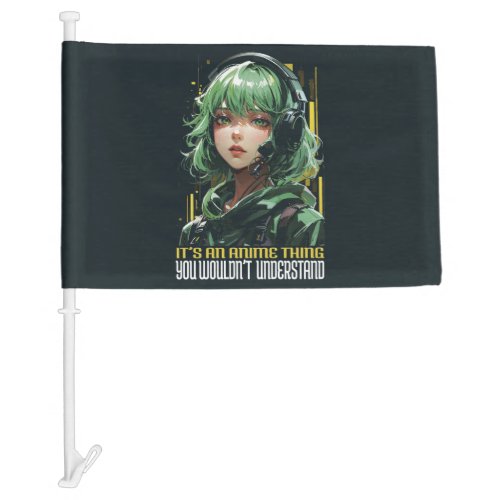 Anime inspired girl design car flag