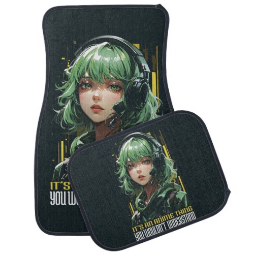 Anime inspired girl design car floor mat