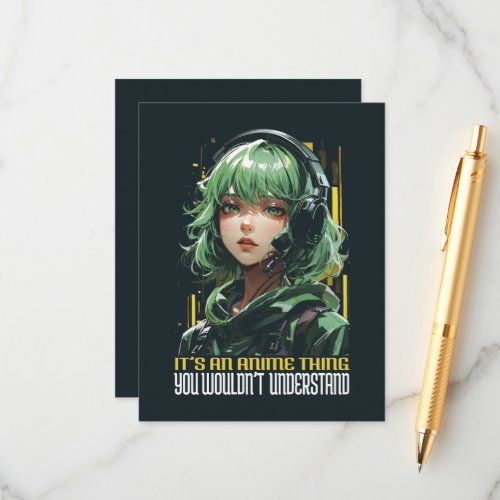 Anime inspired girl design enclosure card