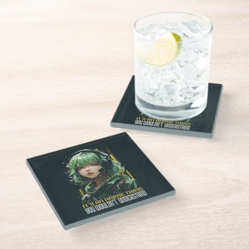 Anime inspired girl design glass coaster