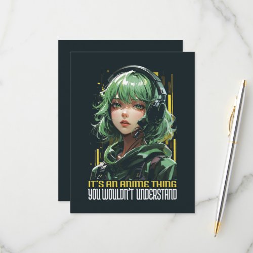 Anime inspired girl design RSVP card