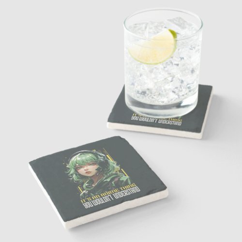 Anime inspired girl design stone coaster