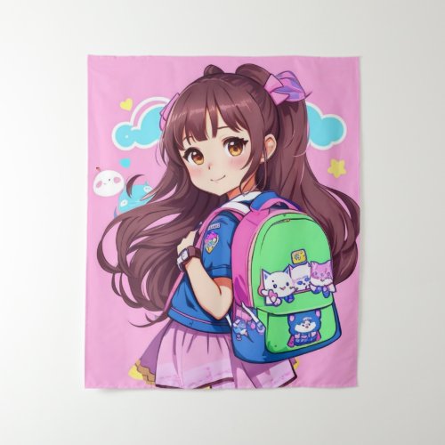 Anime_inspired Schoolgirl Tapestry