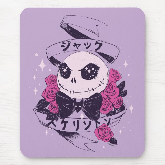 Anime Jack Skellington & Roses Illustration Mouse Pad (Front)