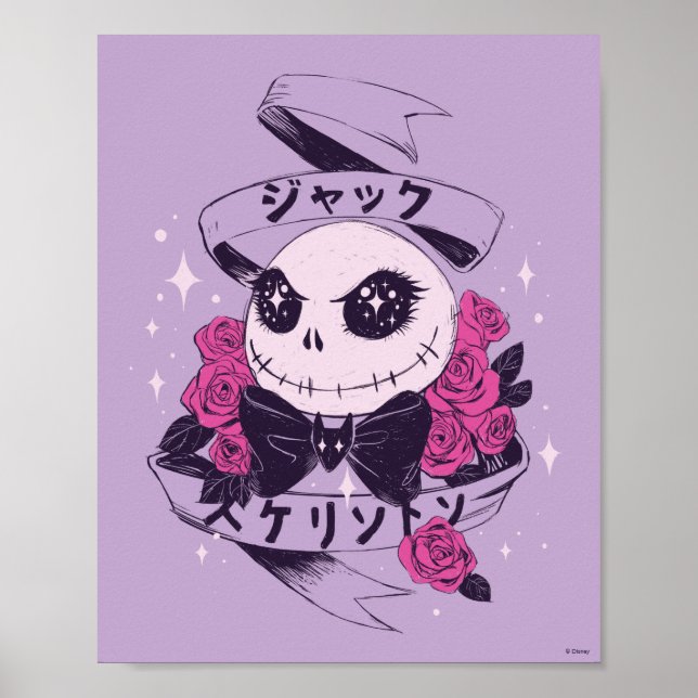 Anime Jack Skellington & Roses Illustration Poster (Front)