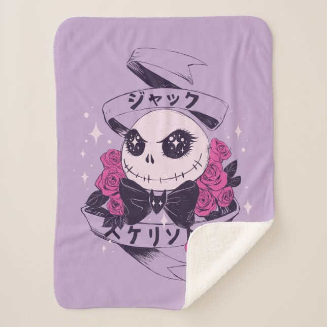 Anime Jack Skellington & Roses Illustration Sherpa Blanket (Front)