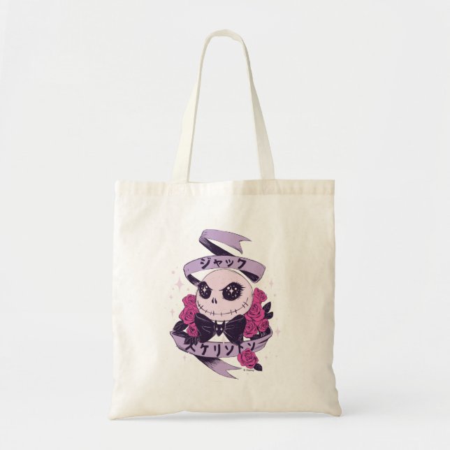 Anime Jack Skellington & Roses Illustration Tote Bag (Front)