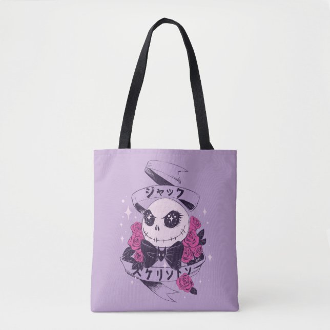 Anime Jack Skellington & Roses Illustration Tote Bag (Front)